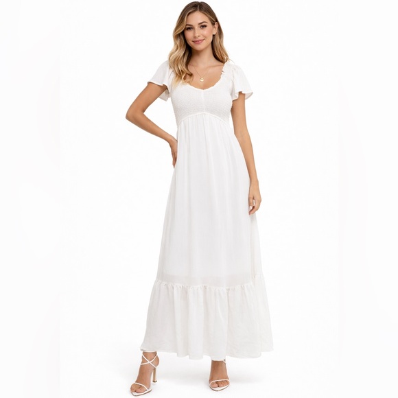 August Sky Dresses & Skirts - August Sky White Midi Dress